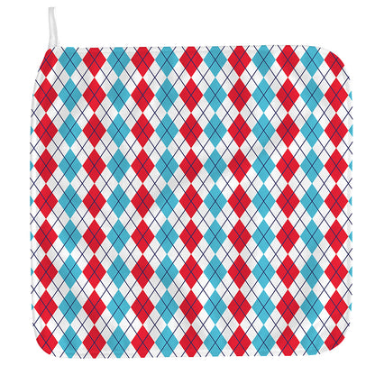 Red And Blue Argyle Pattern Print Hand Towel
