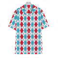 Red And Blue Argyle Pattern Print Hawaiian Shirt