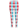 Red And Blue Argyle Pattern Print High-Waisted Pocket Leggings