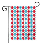 Red And Blue Argyle Pattern Print House Flag