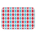 Red And Blue Argyle Pattern Print Indoor Door Mat