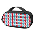 Red And Blue Argyle Pattern Print Portable Cooler Travel Case