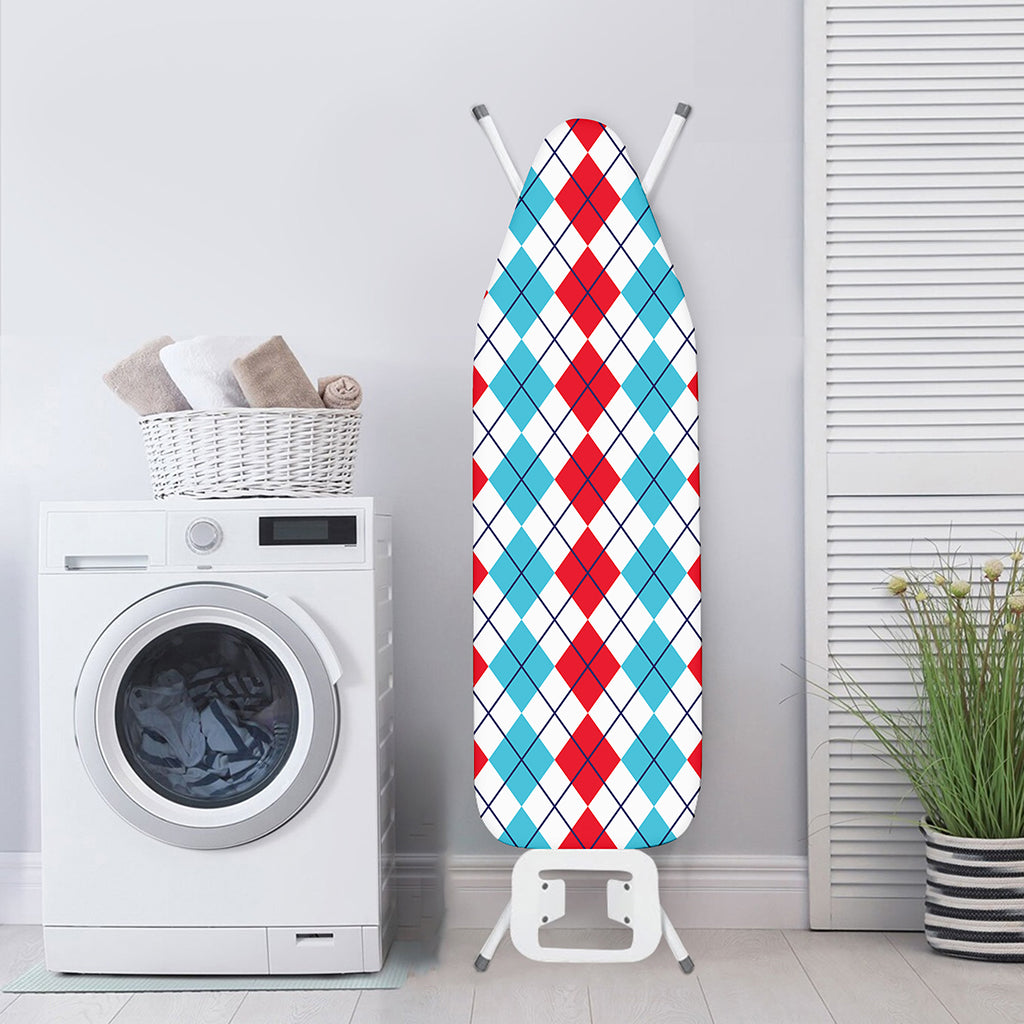 Red And Blue Argyle Pattern Print Ironing Board Cover