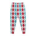 Red And Blue Argyle Pattern Print Jogger Pants