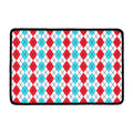Red And Blue Argyle Pattern Print Kitchen Mat