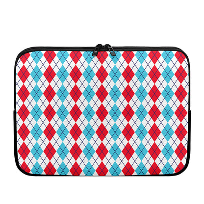 Red And Blue Argyle Pattern Print Laptop Sleeve