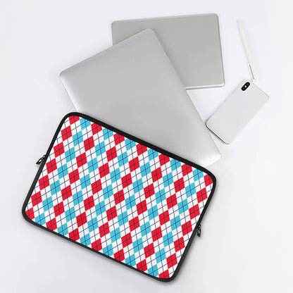 Red And Blue Argyle Pattern Print Laptop Sleeve