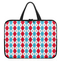 Red And Blue Argyle Pattern Print Laptop Sleeve With Handle