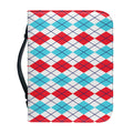 Red And Blue Argyle Pattern Print Leather Bible Cover