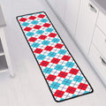 Red And Blue Argyle Pattern Print Long Kitchen Mat