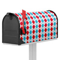 Red And Blue Argyle Pattern Print Mailbox Cover