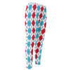 Red And Blue Argyle Pattern Print Men's Compression Pants