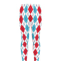 Red And Blue Argyle Pattern Print Men's Leggings