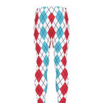 Red And Blue Argyle Pattern Print Men's leggings