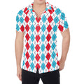 Red And Blue Argyle Pattern Print Men's Shirt