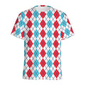 Red And Blue Argyle Pattern Print Men's Athletic T-Shirt