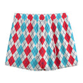 Red And Blue Argyle Pattern Print Mesh Shorts