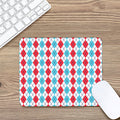 Red And Blue Argyle Pattern Print Mouse Pad