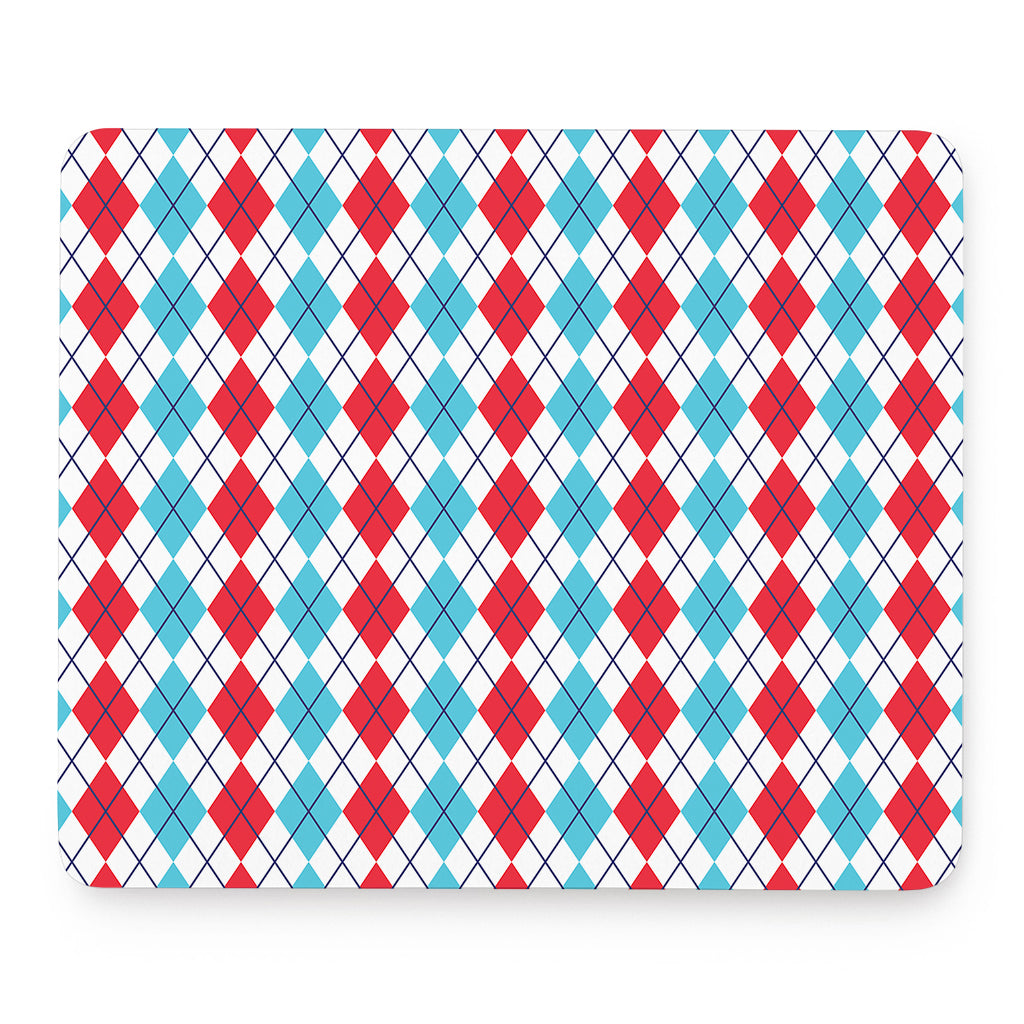Red And Blue Argyle Pattern Print Mouse Pad