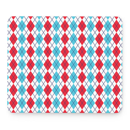 Red And Blue Argyle Pattern Print Mouse Pad