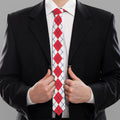 Red And Blue Argyle Pattern Print Necktie
