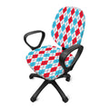Red And Blue Argyle Pattern Print Office Chair Cover