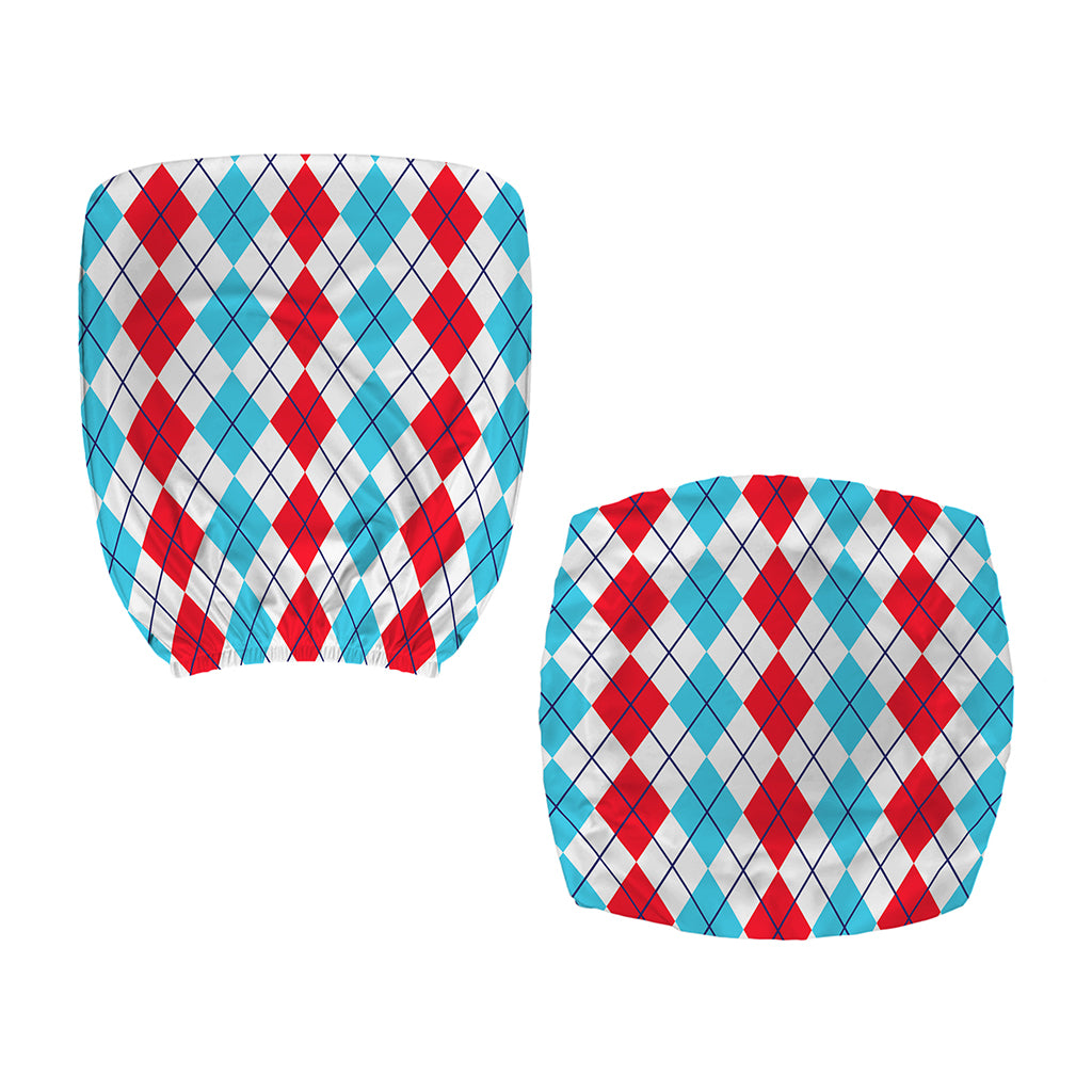 Red And Blue Argyle Pattern Print Office Chair Cover