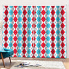 Red And Blue Argyle Pattern Print Pencil Pleat Curtains