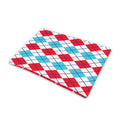 Red And Blue Argyle Pattern Print Pet Cooling Mat Cover