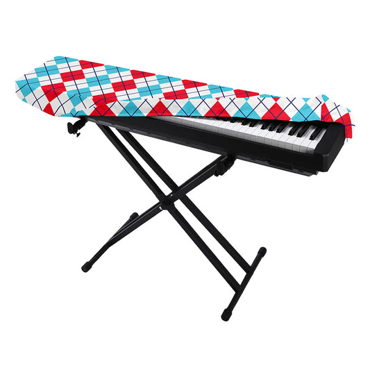 Red And Blue Argyle Pattern Print Piano Keyboard Cover