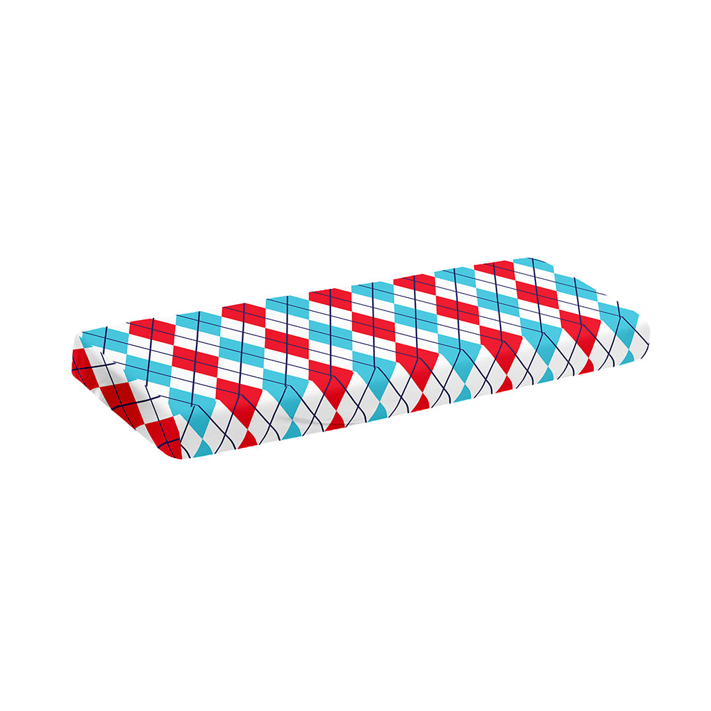 Red And Blue Argyle Pattern Print Piano Keyboard Cover
