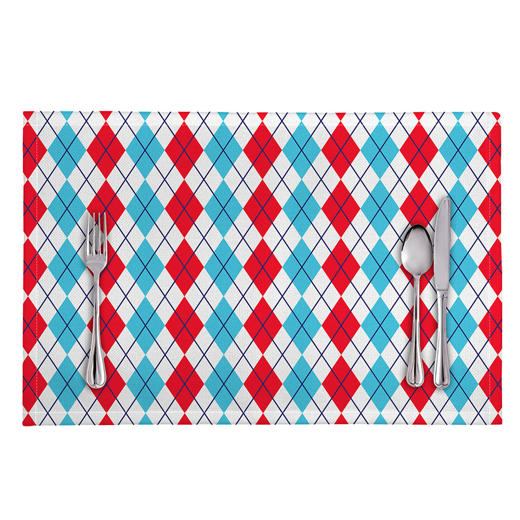 Red And Blue Argyle Pattern Print Placemat