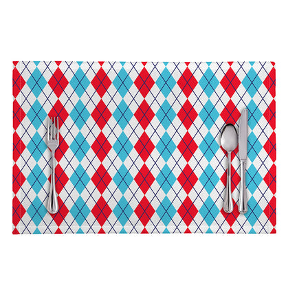 Red And Blue Argyle Pattern Print Placemat