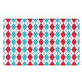 Red And Blue Argyle Pattern Print Polyester Doormat