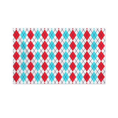 Red And Blue Argyle Pattern Print Polyester Flag