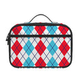 Red And Blue Argyle Pattern Print Portable Lunch Bag