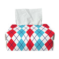 Red And Blue Argyle Pattern Print Rectangle Tissue Box Cover