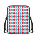 Red And Blue Argyle Pattern Print Rectangular Crossbody Bag