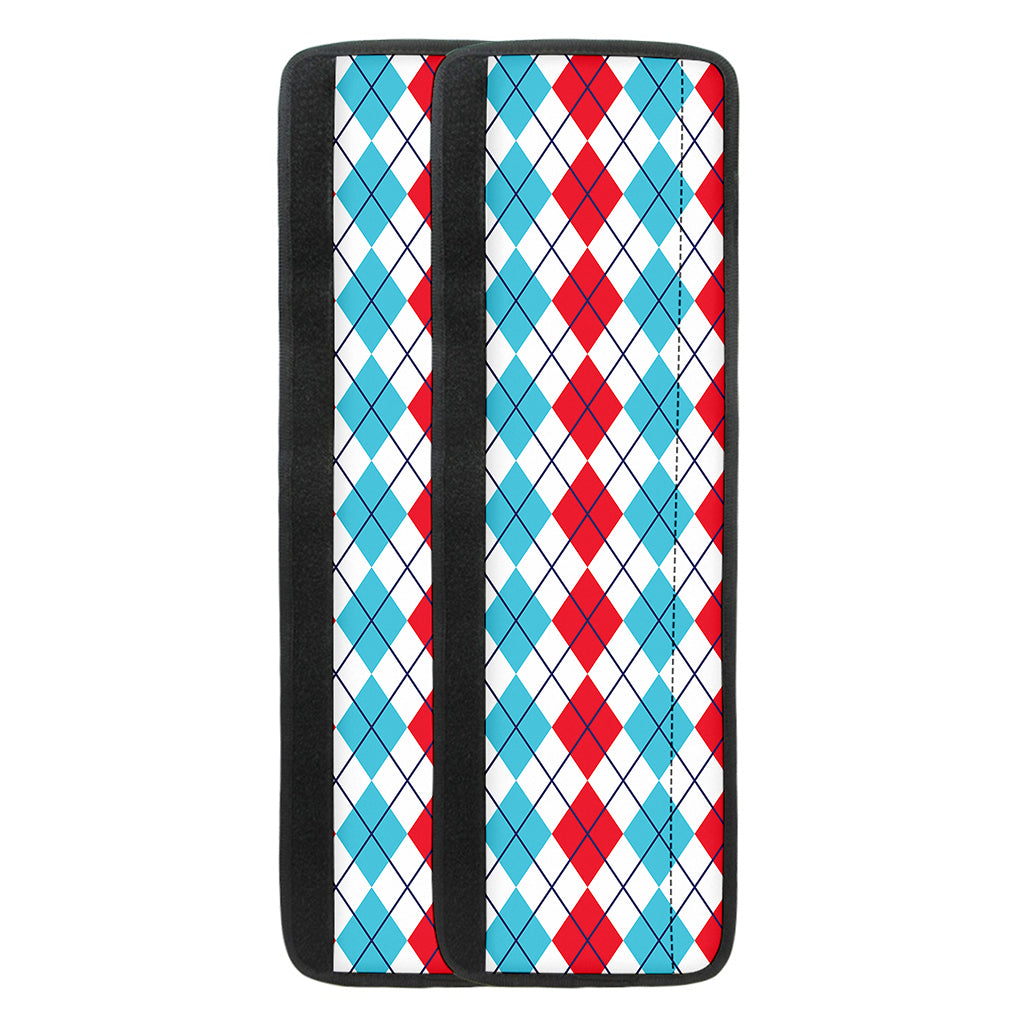 Red And Blue Argyle Pattern Print Refrigerator Handle Covers