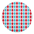 Red And Blue Argyle Pattern Print Round Blanket