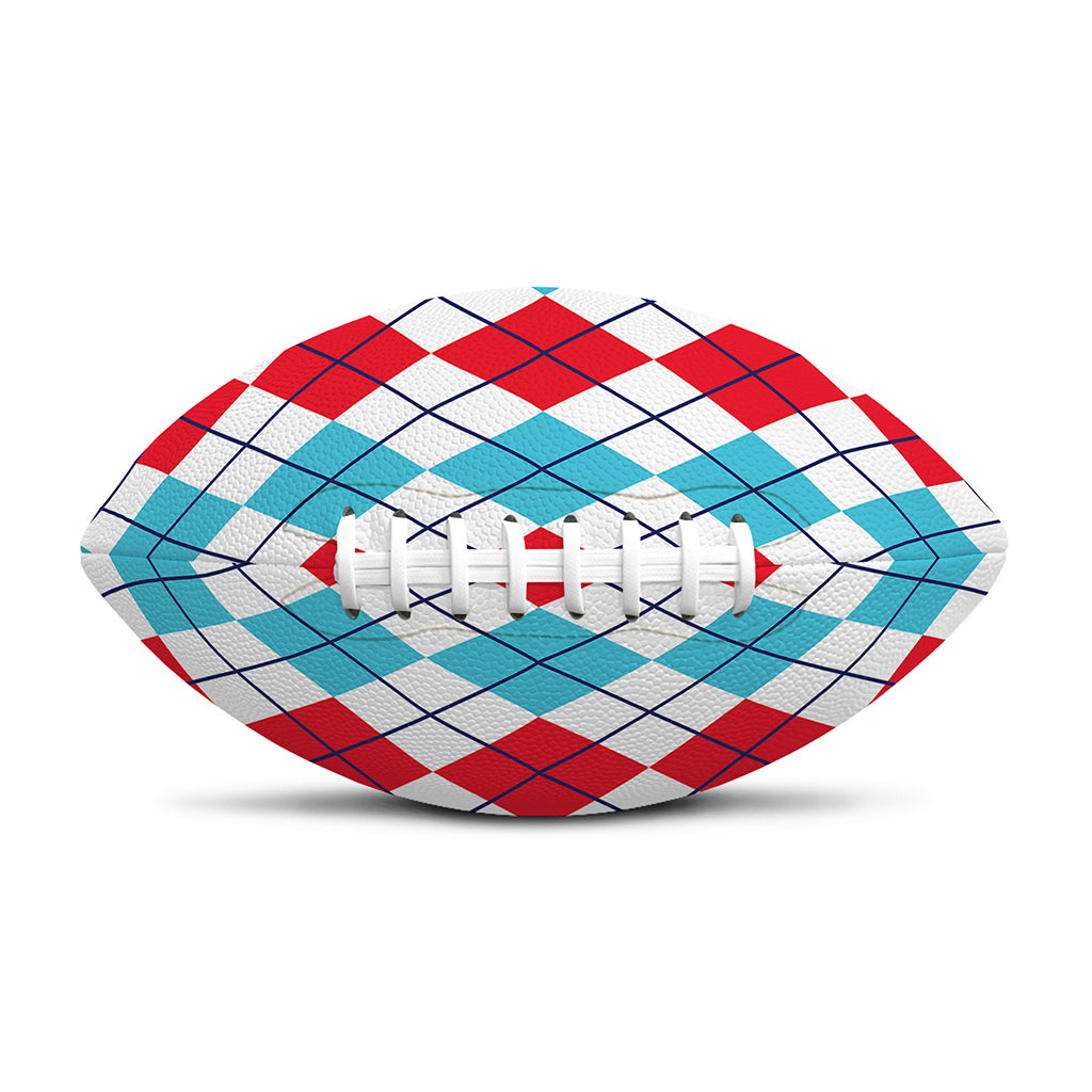 Red And Blue Argyle Pattern Print Rugby Ball