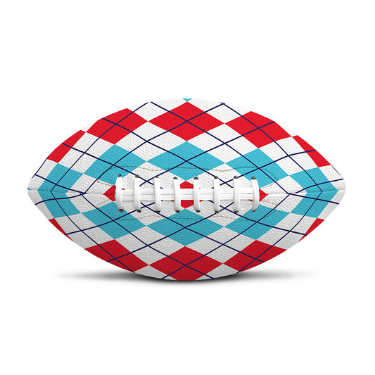 Red And Blue Argyle Pattern Print Rugby Ball
