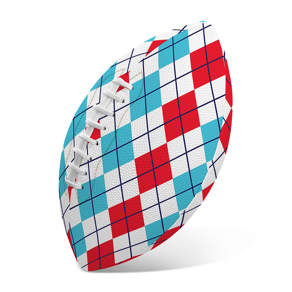 Red And Blue Argyle Pattern Print Rugby Ball