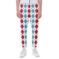 Red And Blue Argyle Pattern Print Joggers