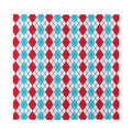 Red And Blue Argyle Pattern Print Silk Bandana