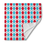 Red And Blue Argyle Pattern Print Silk Bandana