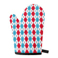 Red And Blue Argyle Pattern Print Single Oven Mitt