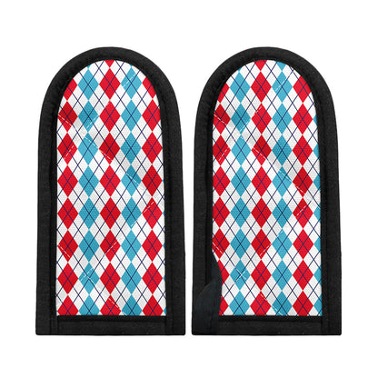 Red And Blue Argyle Pattern Print Skillet Handle Cover