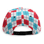 Red And Blue Argyle Pattern Print Snapback Cap