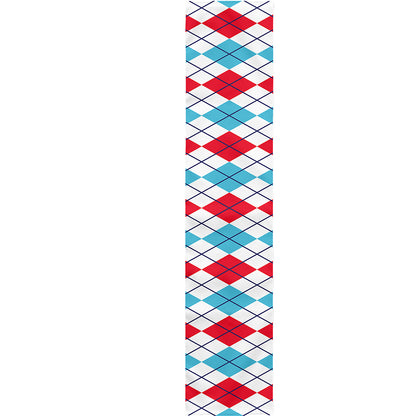 Red And Blue Argyle Pattern Print Table Runner